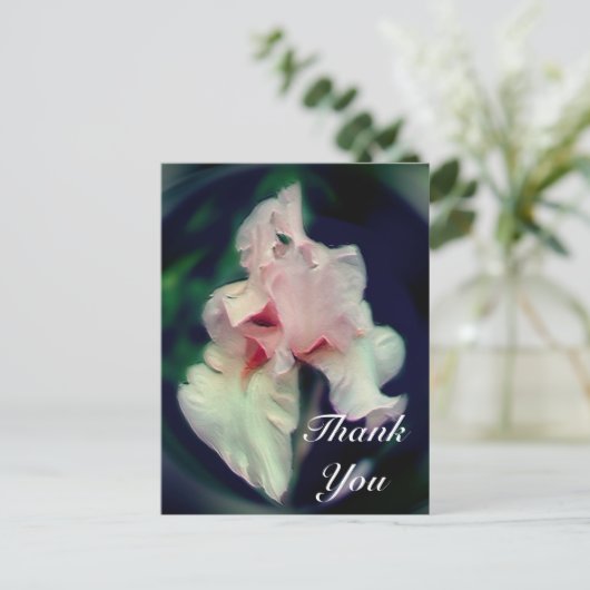 Abstracte bloemige Roze Iris bedankkaart Briefkaart (Staand voorkant)