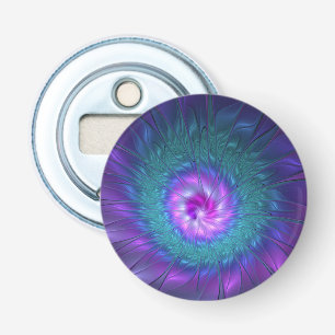 Abstracte bloemige schoonheid kleurrijke fractale  button flesopener