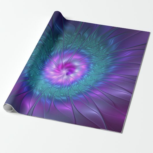 Abstracte bloemige schoonheid Kleurrijke fractale  Cadeaupapier (Uitgerold)