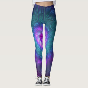 Abstracte bloemige schoonheid kleurrijke fractale leggings