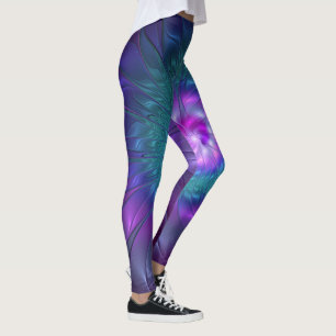 Abstracte bloemige schoonheid kleurrijke fractale  leggings