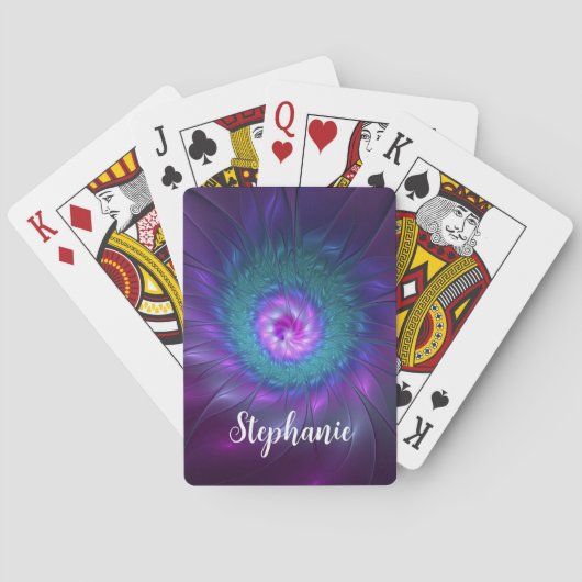 Abstracte bloemige schoonheid kleurrijke fractale pokerkaarten (Achterkant)