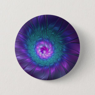 Abstracte bloemige schoonheid kleurrijke fractale  ronde button 5,7 cm