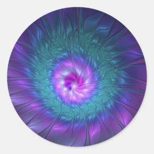 Abstracte bloemige schoonheid kleurrijke fractale ronde sticker