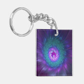Abstracte bloemige schoonheid kleurrijke fractale sleutelhanger (Voorkant Links)