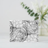 Abstracte bloemige volwassen kleurstof briefkaart (Staand voorkant)