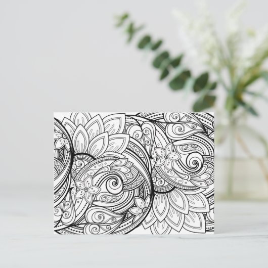 Abstracte bloemige volwassen kleurstof briefkaart (Staand voorkant)