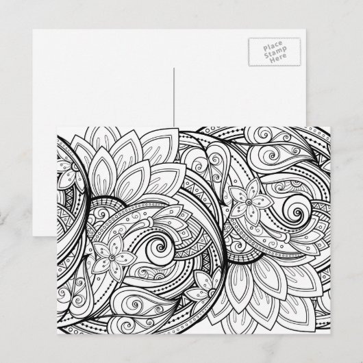 Abstracte bloemige volwassen kleurstof briefkaart (Voorkant / Achterkant)