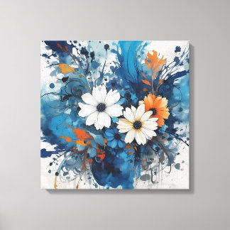 Abstracte bloemige Waterverf burst Canvas Afdruk