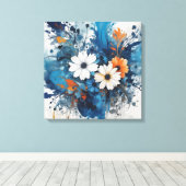 Abstracte bloemige Waterverf burst Canvas Afdruk (Insitu (Houten vloer))