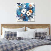 Abstracte bloemige Waterverf burst Canvas Afdruk (Insitu (Slaapkamer))