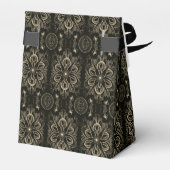 Abstracte bloemige zwarte en gouden tent bedankdoosjes (Achterkant)