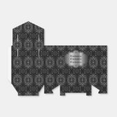 Abstracte bloemige zwarte en zilveren tent bedankdoosjes (Uitgevouwen)