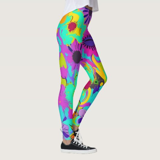 Abstracte bloemkracht leggings (Rechts)