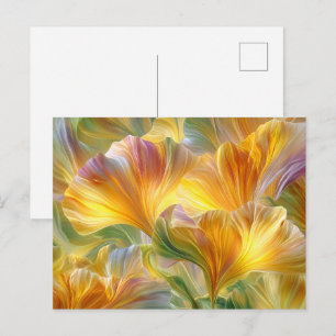 Abstracte bloemkunst met gele bloemblaadjes briefkaart