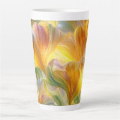 Abstracte bloemkunst met gele bloemblaadjes latte mok (Voorkant)