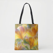 Abstracte bloemkunst met gele bloemblaadjes tote bag (Voorkant)