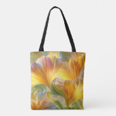 Abstracte bloemkunst met gele bloemblaadjes tote bag (Achterkant)
