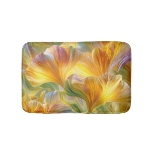 Abstracte bloemkunst met gele bloembladen badmat