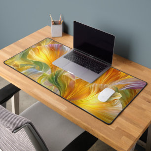 Abstracte bloemkunst met gele bloembladen bureaumat