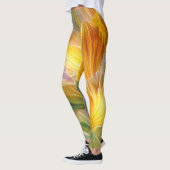 Abstracte bloemkunst met gele bloembladen leggings (Links)