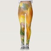 Abstracte bloemkunst met gele bloembladen leggings (Voorkant)