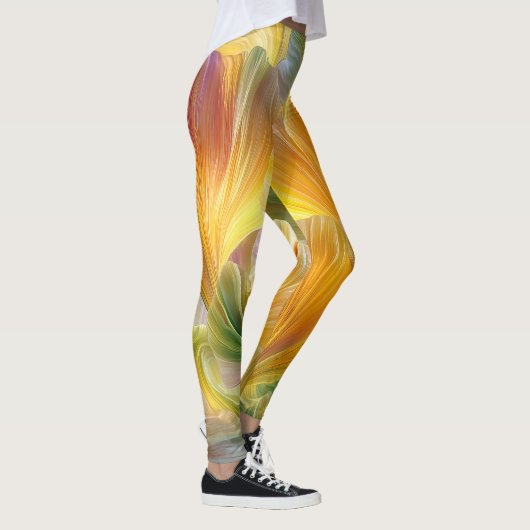 Abstracte bloemkunst met gele bloembladen leggings (Rechts)