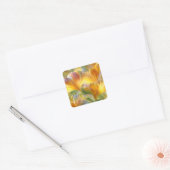 Abstracte bloemkunst met gele bloembladen vierkante sticker (Envelop)