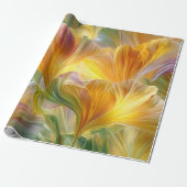 Abstracte bloemkunst met gele bloembladeren cadeaupapier (Uitgerold)