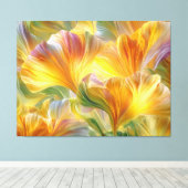 Abstracte bloemkunst met gele bloembladeren canvas afdruk (Insitu (Houten vloer))
