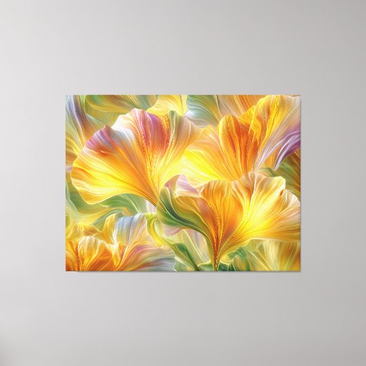 Abstracte bloemkunst met gele bloembladeren canvas afdruk (Voorkant)