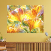 Abstracte bloemkunst met gele bloembladeren canvas afdruk (Insitu (Woonkamer))