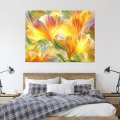 Abstracte bloemkunst met gele bloembladeren canvas afdruk (Insitu (Slaapkamer))