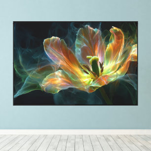Abstracte bloemkunst met gestileerde bloem canvas afdruk