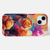 Abstracte bloemkunst oranje rood blauwe bloemen Case-Mate iPhone case (Achterkant (horizontaal))