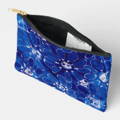 Abstracte Bloemkunst Patroon Blauw Witte Bloemen Etui (Open)