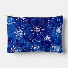 Abstracte Bloemkunst Patroon Blauw Witte Bloemen Etui