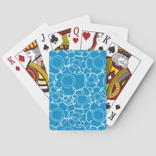 Abstracte bloemmatrix (blauw) Fijne Kunst Pokerkaarten (Achterkant)