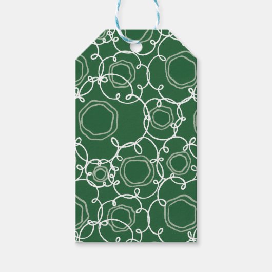 Abstracte bloemmatrix (donkergroen) fijne kunst cadeaulabel (Voorkant)