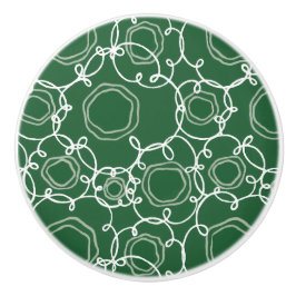 Abstracte bloemmatrix (donkergroen) fijnere kunst keramische knop