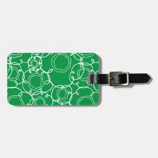 Abstracte bloemmatrix (groen) fijne kunst bagagelabel (Voorkant horizontaal)