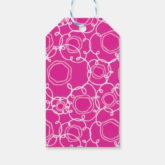 Abstracte bloemmatrix (heet roze) fijne kunst cadeaulabel (Voorkant)