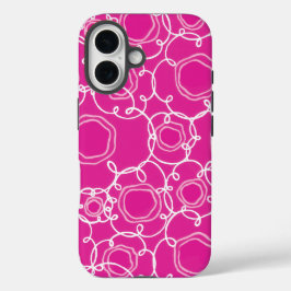 Abstracte bloemmatrix (heet roze) fijne kunst iPhone 16 hoesje