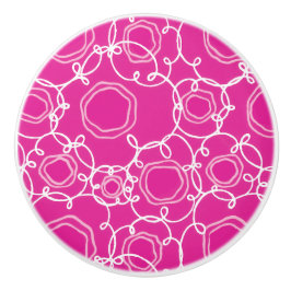 Abstracte bloemmatrix (heet roze) fijne kunst keramische knop