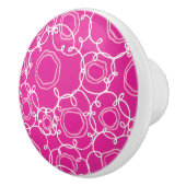 Abstracte bloemmatrix (heet roze) fijne kunst keramische knop (Rechts)