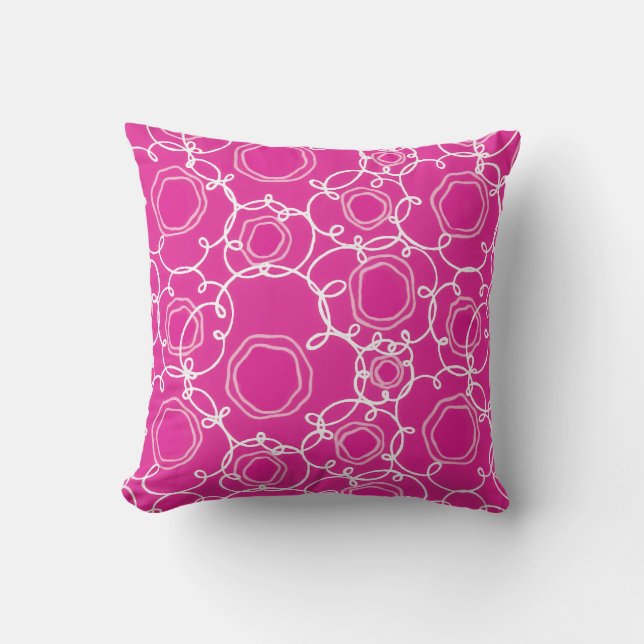 Abstracte bloemmatrix (heet roze) fijne kunst kussen (Voorkant)