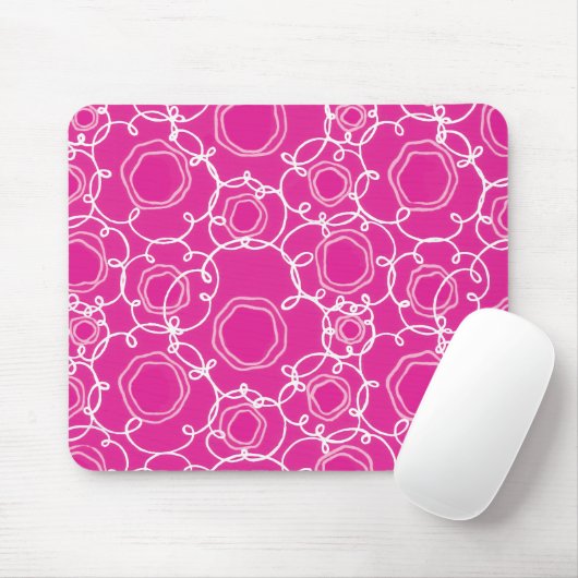 Abstracte bloemmatrix (heet roze) fijne kunst muismat (Met muis)
