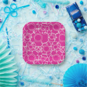 Abstracte bloemmatrix (heet roze) fijne kunst papieren bordje (Feest)