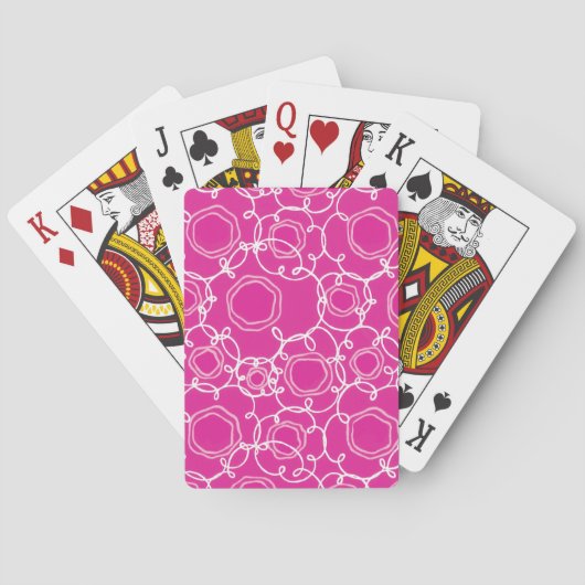 Abstracte bloemmatrix (heet roze) fijne kunst pokerkaarten (Achterkant)