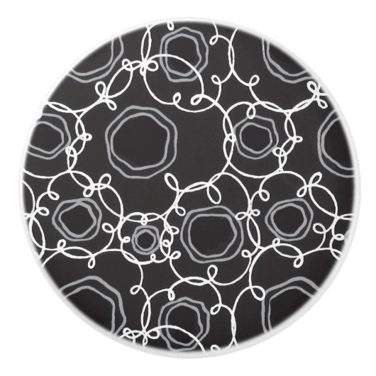 Abstracte bloemmatrix (houtskool) fijne kunst keramische knop (Voorkant)